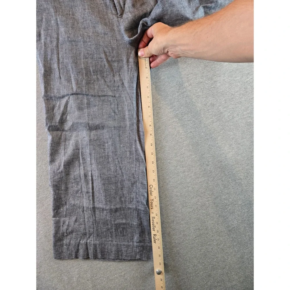 Banana Republic Wide Leg Pants Womens 4 Gray Blue Linen Blend High Rise Crop